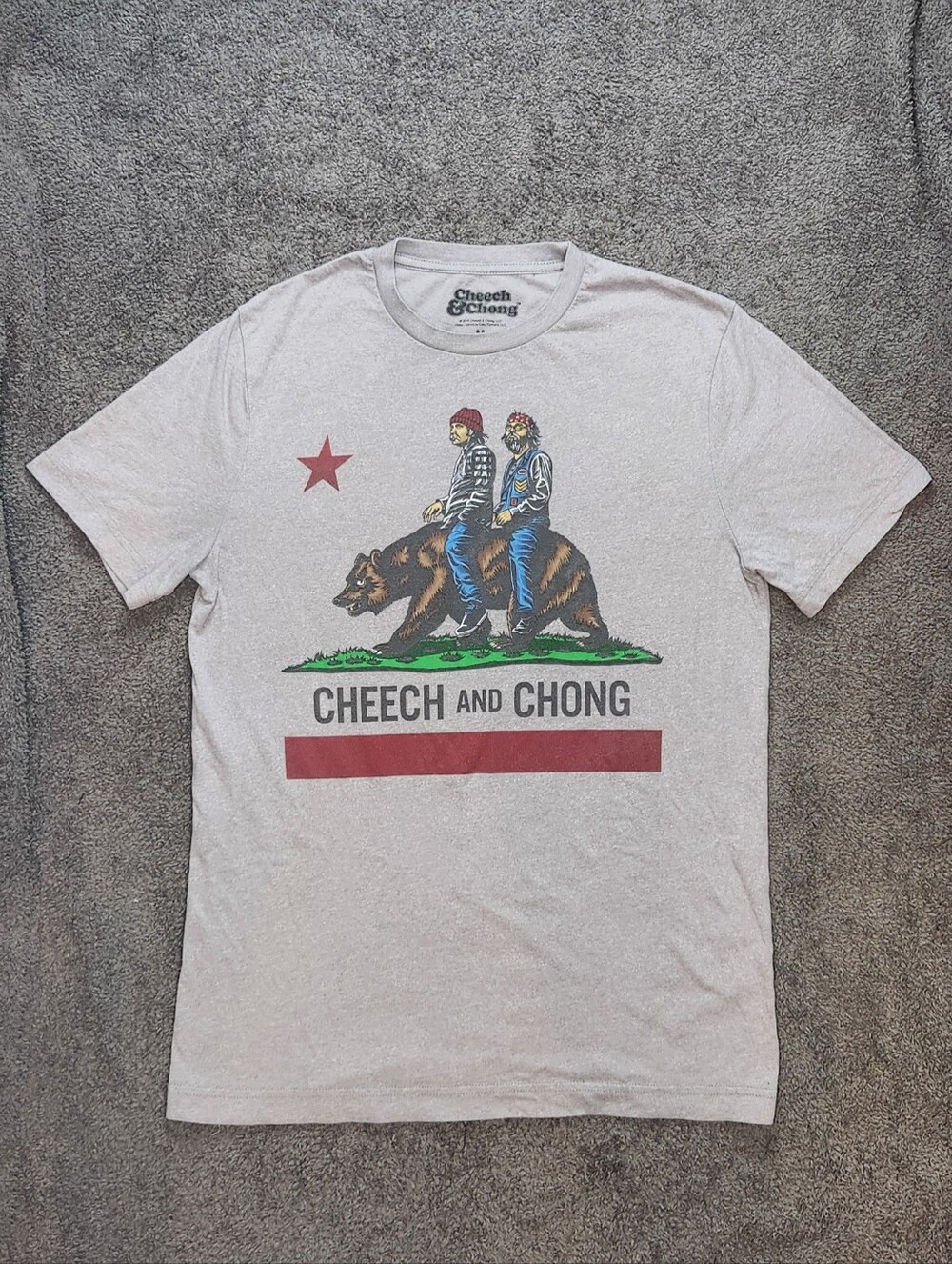 Gray Cheech & Chong California Flag T-Shirt